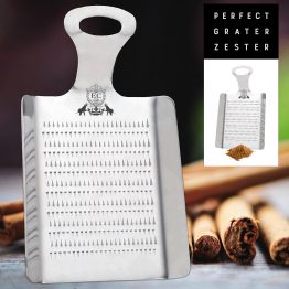 Perfect Cinnamon Grater (Stainless Steel) | Gourmet Food & Spice Zester | Ideal Cinnamon Grinder, Lemon Zester, Ginger Rasp